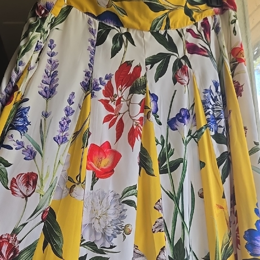 Anthropologie NWT Floral Yellow Maxi Skirt Sz 12 - Picture 5 of 5